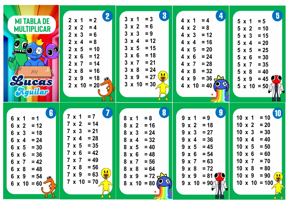 Rainbow Friends  Tabla de Multiplicar